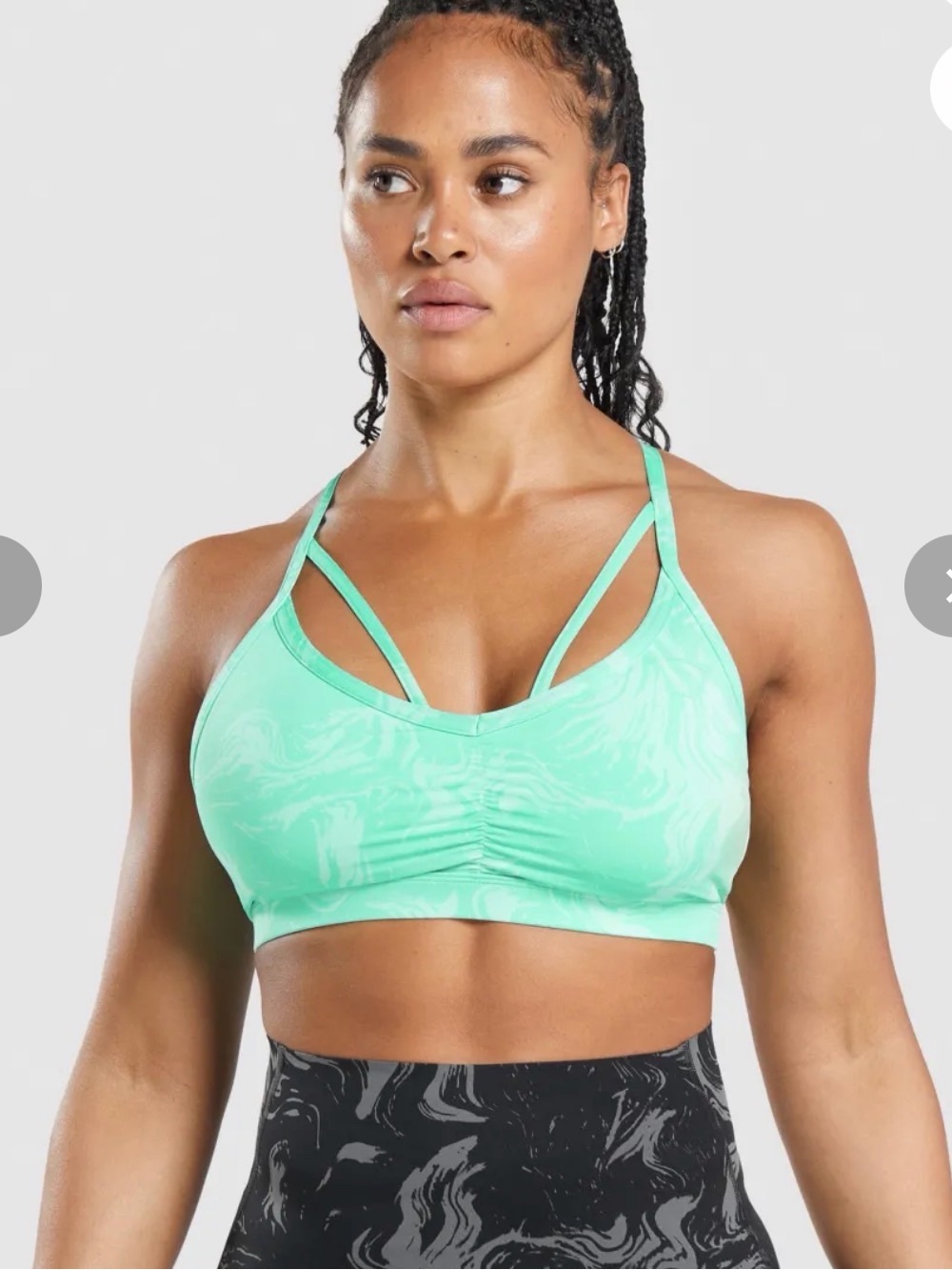 Gym Shark Teal Print Strappy Sports Bra - Small